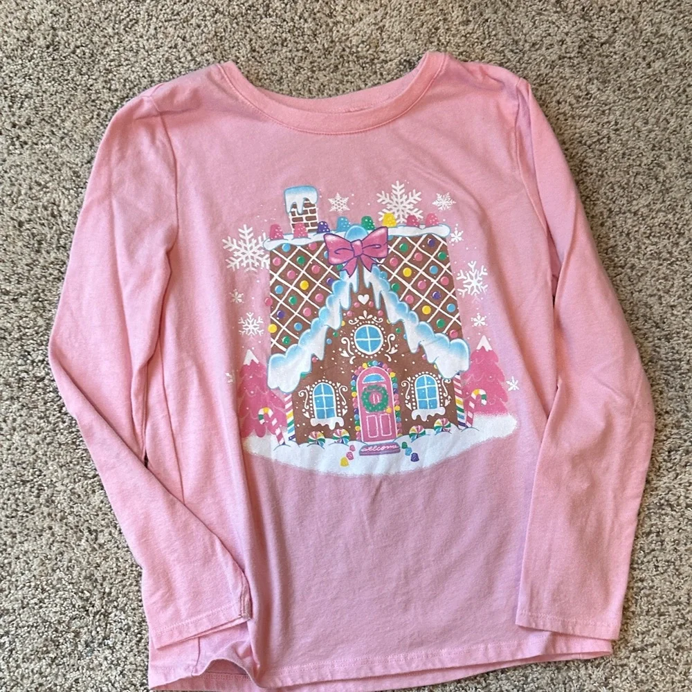 2 - Children’s Place festive girls medium Shirts with Holiday Prints